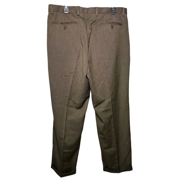 Alan Flusser Men's Dress Pants 38x30 Brown Wool Blend Pleated Classic Fit - Picture 4 of 7